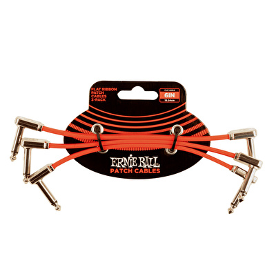 ERNIE BALL 6 Flat Ribbon 15cm 3lü Paket Kırmızı Pedal Ara Kablo